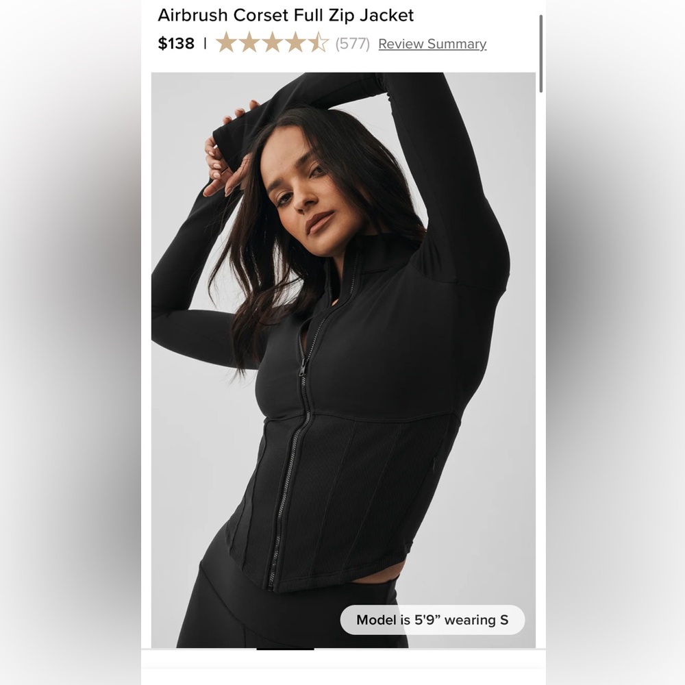 Alo airbrush corset full zip jacket